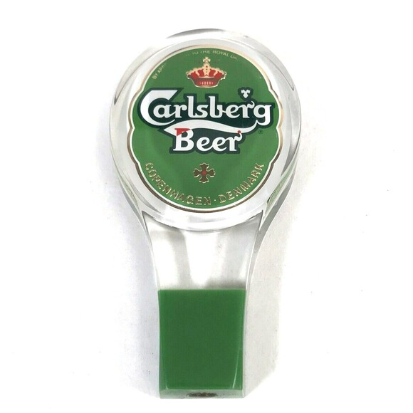 Carlsberg Beer 1847 Copenhagen Denmark 6" Green Acrylic Pub Tap Danish Crown - Picture 1 of 7
